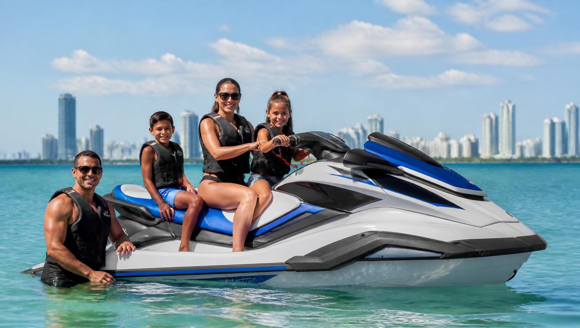 Family enjoying a Yamaha WaveRunner in Tampa